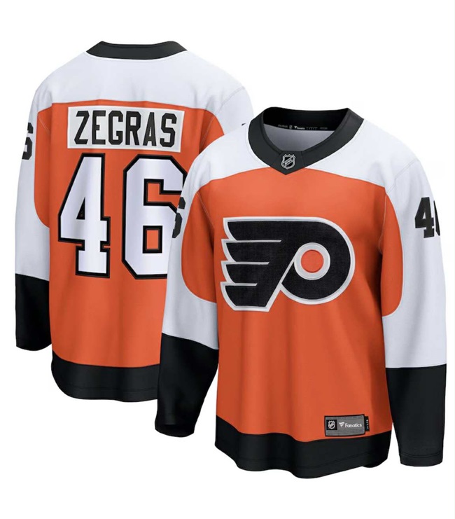 Men's Philadelphia Flyers #46 Trevor Zegras Orange 2024-25 Home stitched Hockey Jersey
